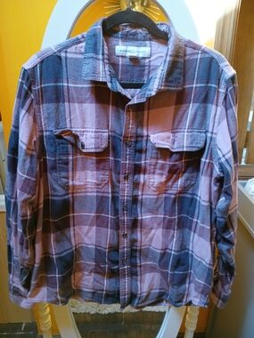 Old Navy Men's Purple & Pink Plaid Button-Up Shirt